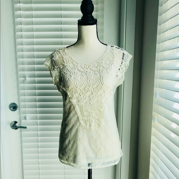 Adiva Tops - Adiva Cream Lace Top from Anthropologie